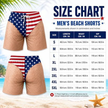 Custom Funny Patriotic Men Swim Trunks - Personalized Summer Vacation And Travel Gifts For Men - Freedom And Chill