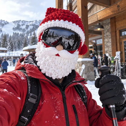 🎿 Festive 3D Christmas Knitted Full-Face Ski Mask with Goggle-Compatible Opening ❄️