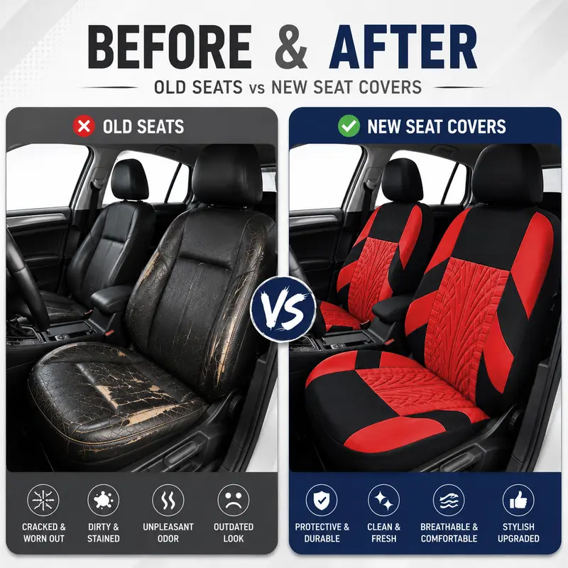 🚗 Universal 5-Seat Car Seat Covers – Breathable Washable Full Set