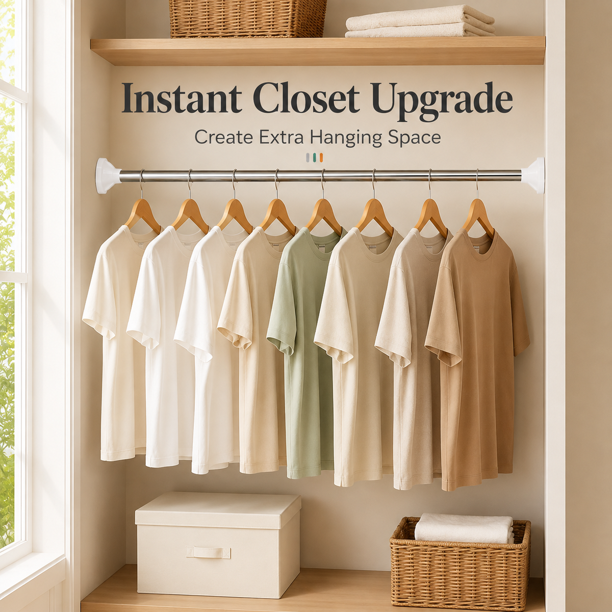 🔥49% OFF TODAY🧺 No-Drill Expandable Closet Rod– No Drilling, Fully Adjustable