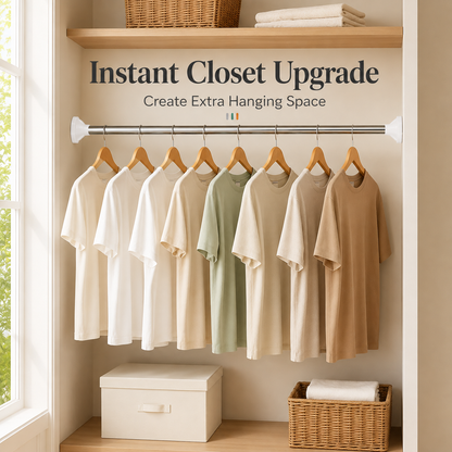 🔥49% OFF TODAY🧺 No-Drill Expandable Closet Rod– No Drilling, Fully Adjustable