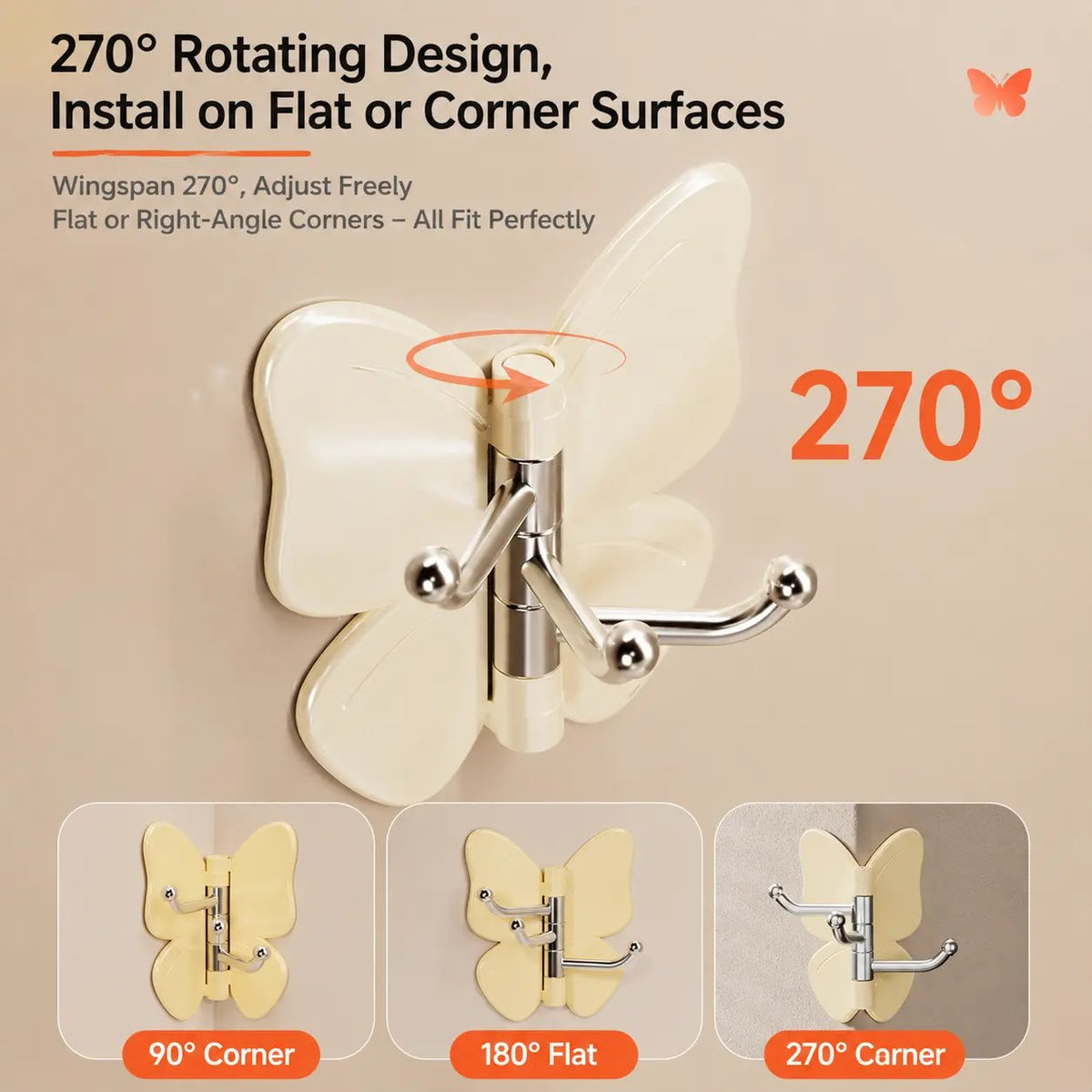 🦋 Buy 1 Get 1 Free 🎁 4-Piece Set of Rotating Butterfly-Shaped Hooks