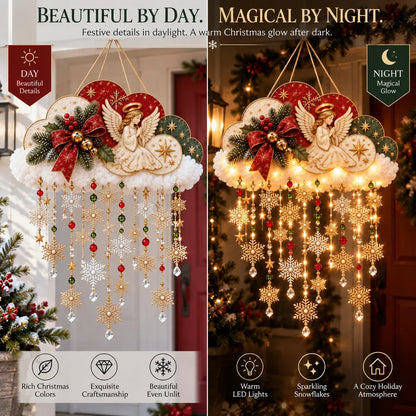 🪽✨ Angelic Christmas Snowfall Cloud – Lighted Hanging Holiday Decor☁️