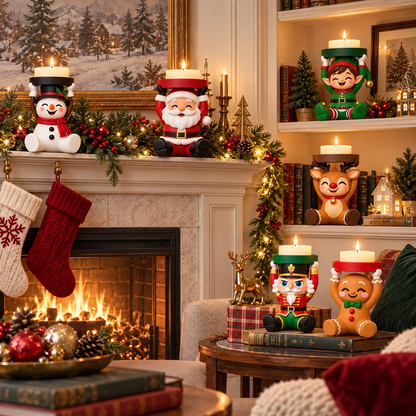 🎄 Christmas Character Candle Holders – Cute Festive Holiday Decor