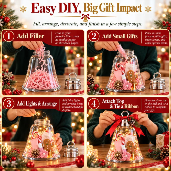 🔔 Fill-Your-Own Christmas Gift Box – Clear DIY Holiday Surprise Container for Small Gifts