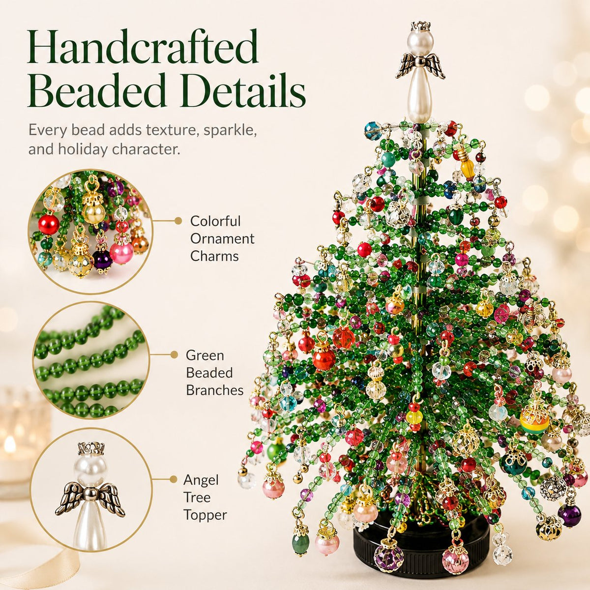 🎄 DIY Beaded Christmas Tree Kit – Handmade Holiday Craft