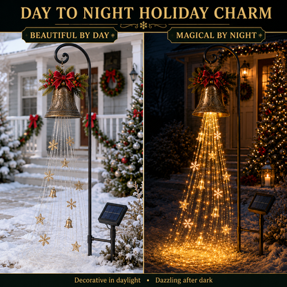 🔔 Solar Christmas Bell Cascade Yard Light with Warm LEDs ✨