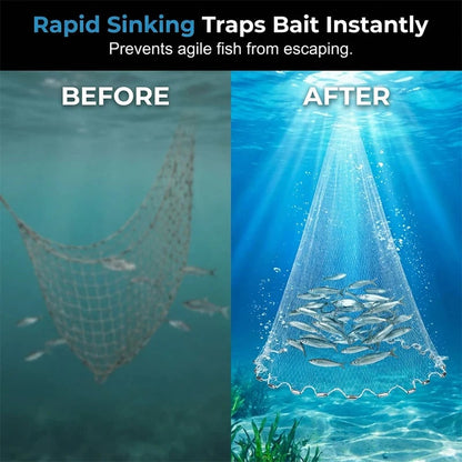 ⏳Time-Limited Special ⏰ Easy-Throw Cast Net – Fast-Sinking Weighted Mesh for Freshwater & Saltwater Fishing 🐟
