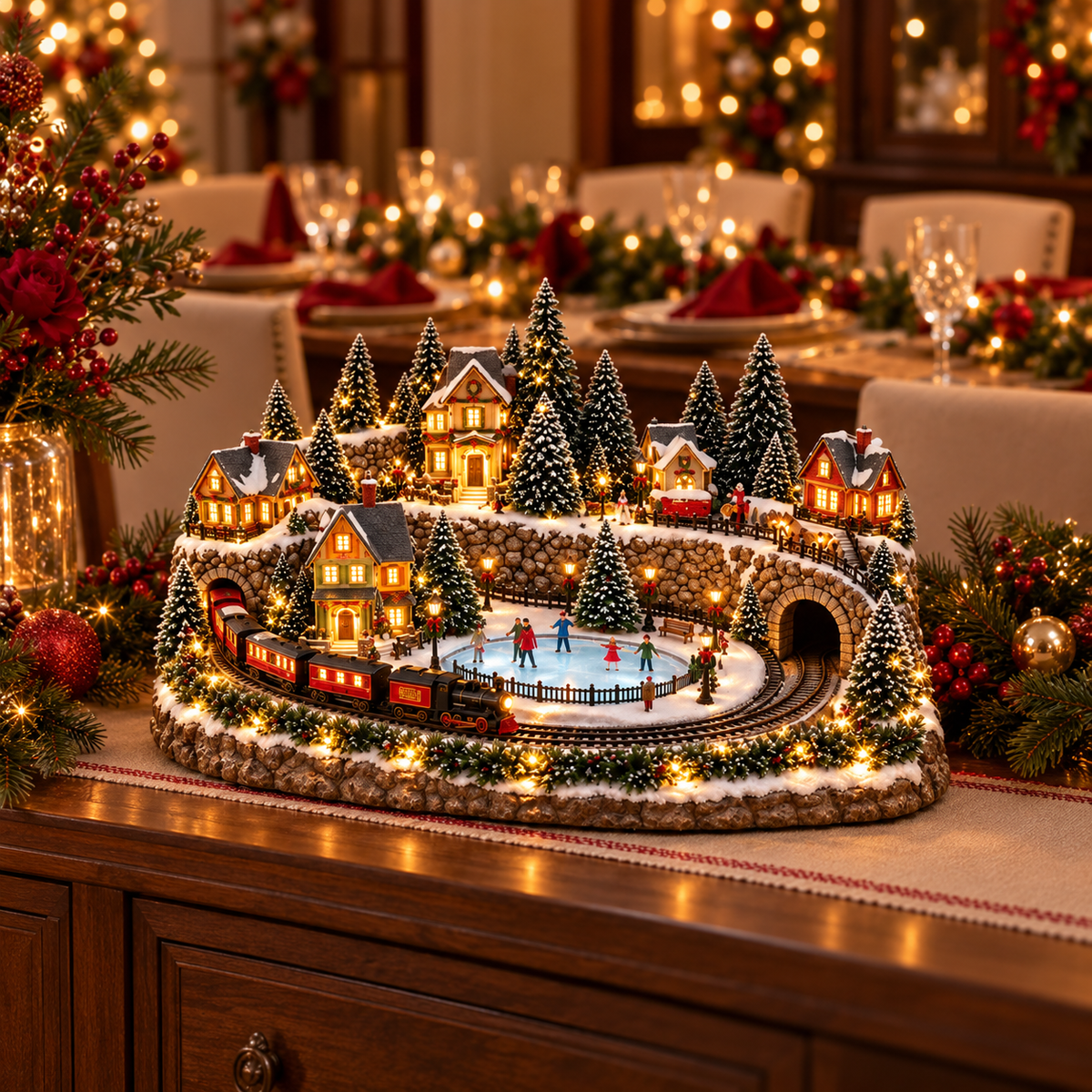 🚞🪄 49% OFF Today! ✨ Magical Christmas Train & Skating Rink – Bring Holiday Magic Home! ✨