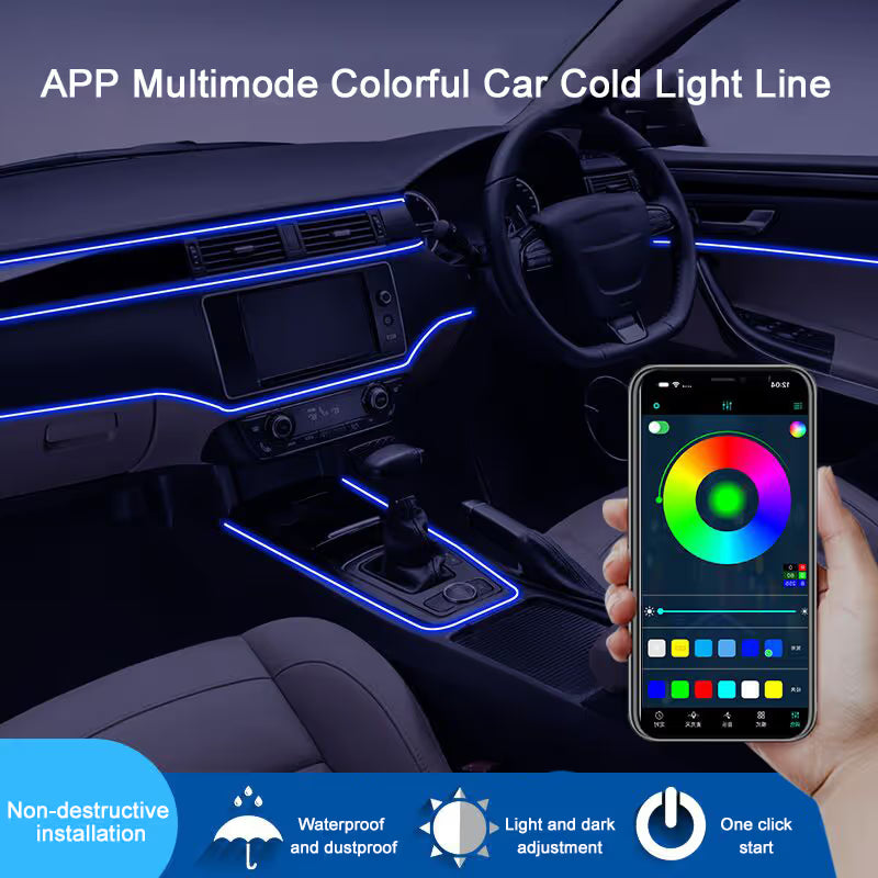 🚘 RGB Car Interior Ambient Light Strip – App, Remote & Music Sync Neon Kit ✨