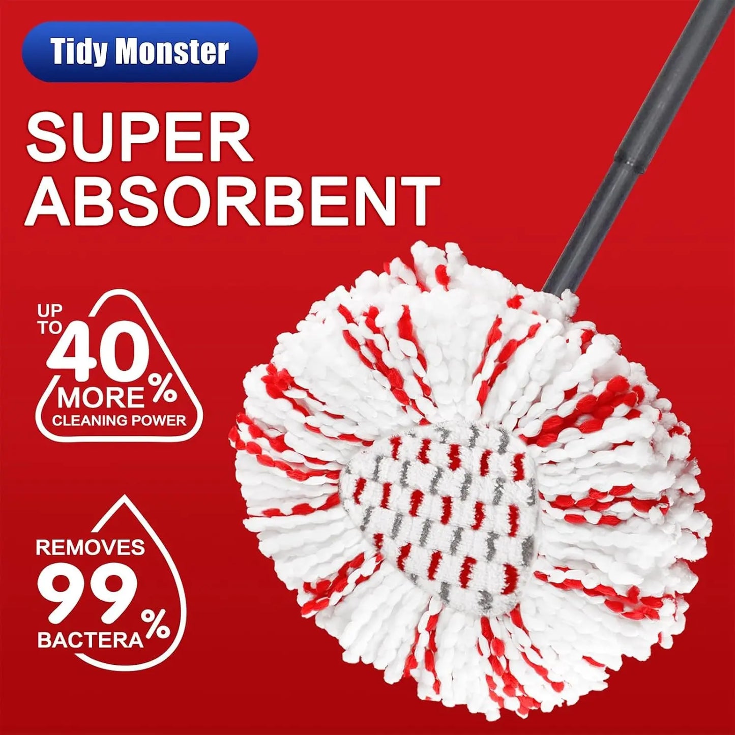 ✨ 3-Pack Spin Mop Head Replacements with Scrub Pads – Washable Microfiber Refills for Deep Cleaning