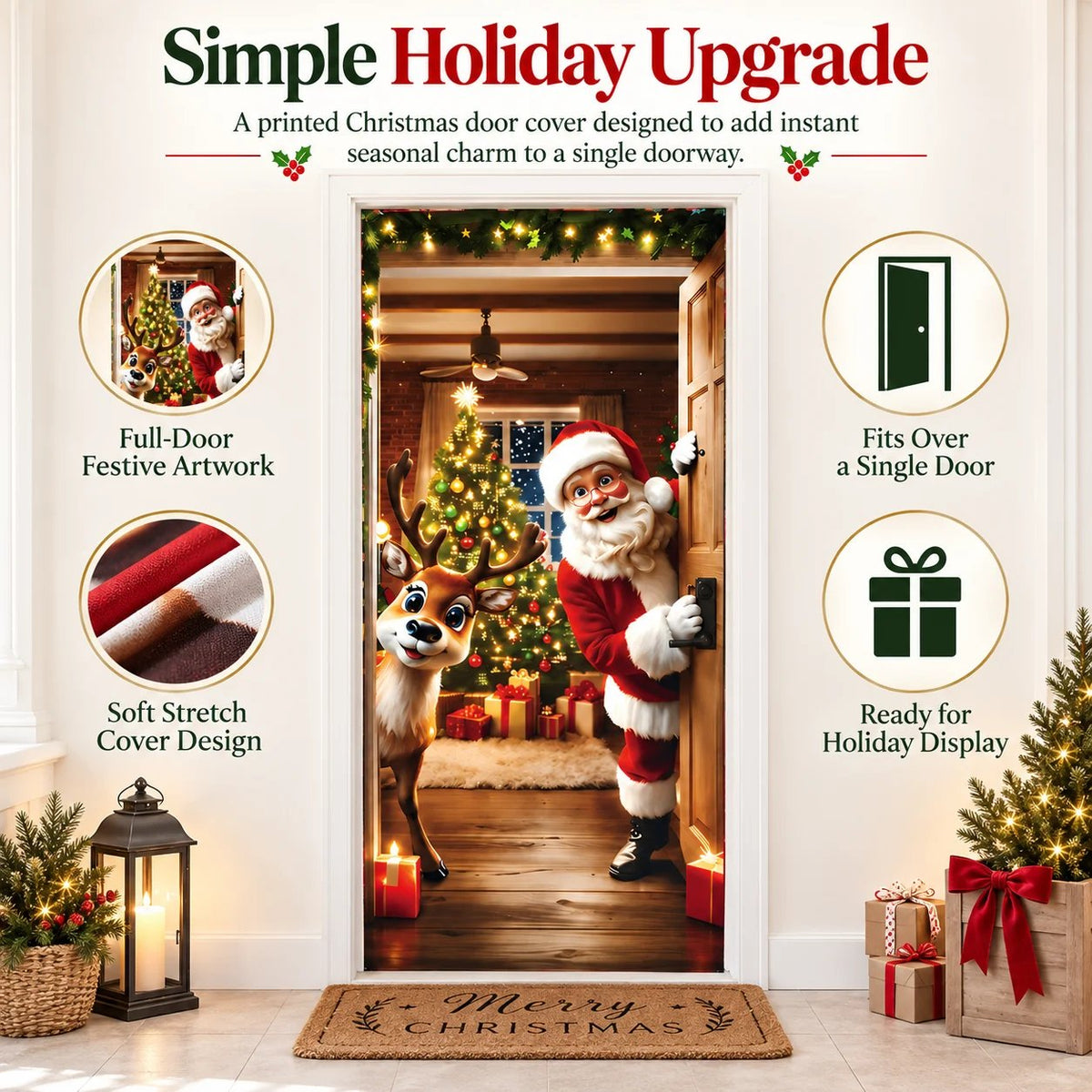 🎅 50% OFF 🎄 Christmas Santa Door Cover – Turn Your Door Into Holiday Magic