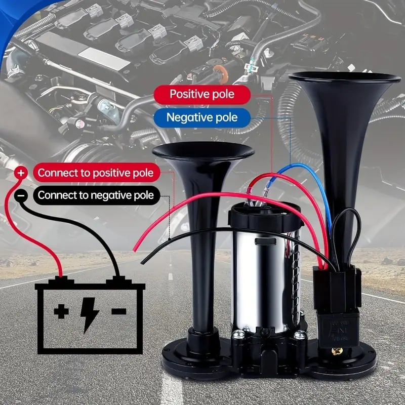 📢2026 Upgraded 150dB Super Loud 12V Dual Air Horn Kit ⚡