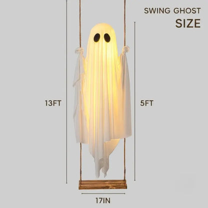 👻 5FT Large  LED Hanging Swing Ghost Halloween Decor | Outdoor Porch & Yard Display