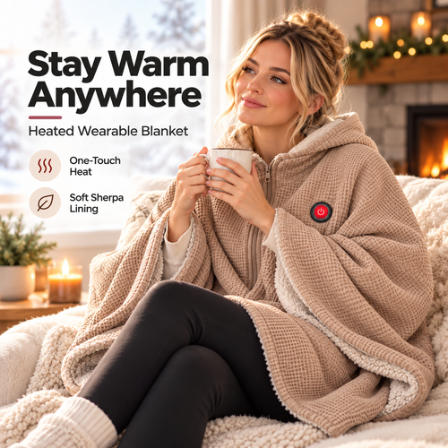 🔥 Wearable Heated Blanket – Stay Warm, Keep Your Hands Free