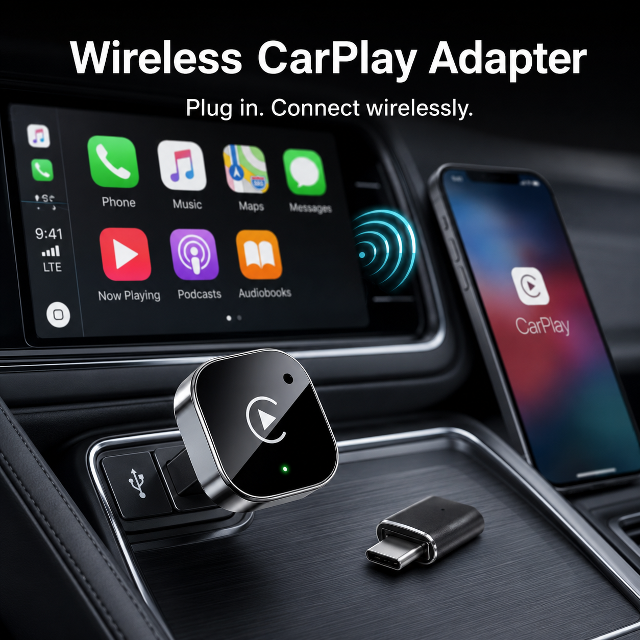 Wired-to-Wireless CarPlay In-Car Connectivity Box Module, Smart Android AutoCarPlay Box