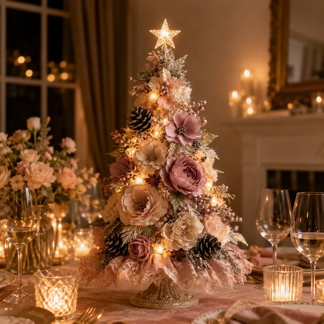 🎄Blush Bloom Pre-Lit Tree – Bring a Little Romance to Christmas