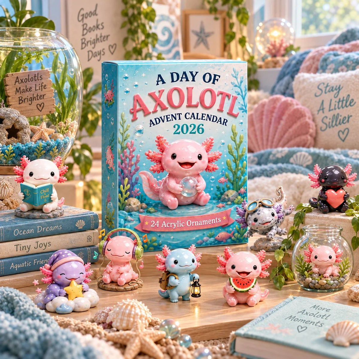 🦎 2026 Christmas Axolotl Advent Calendar | 24-Day Acrylic Charm Mystery Gift Set 🎄