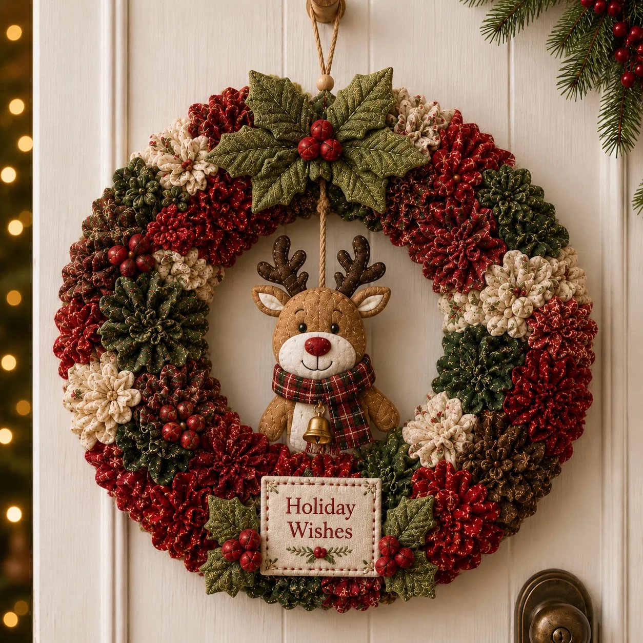 🏆Limited Time Sale 49% OFF🎄 DIY 3D Christmas Fabric Poke-Art Wreath Kit – Holiday Door Decor ✨