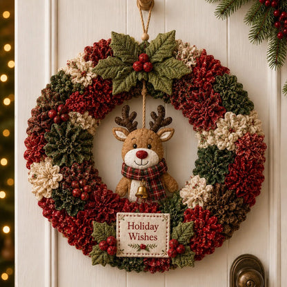 🏆Limited Time Sale 49% OFF🎄 DIY 3D Christmas Fabric Poke-Art Wreath Kit – Holiday Door Decor ✨