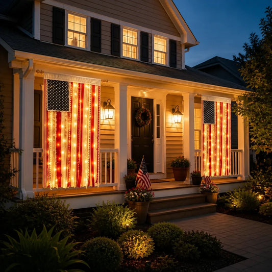 🔥 55% OFF Today Only 🇺🇸 Lighted Rag American Flag Banner ✨ Patriotic Porch Decor 🎆