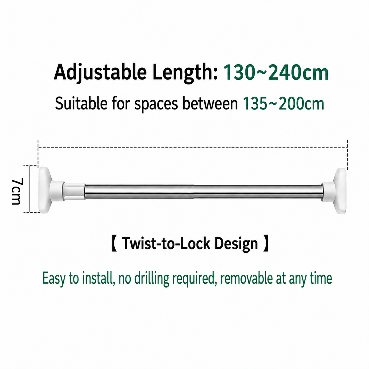 🔥49% OFF TODAY🧺 No-Drill Expandable Closet Rod– No Drilling, Fully Adjustable