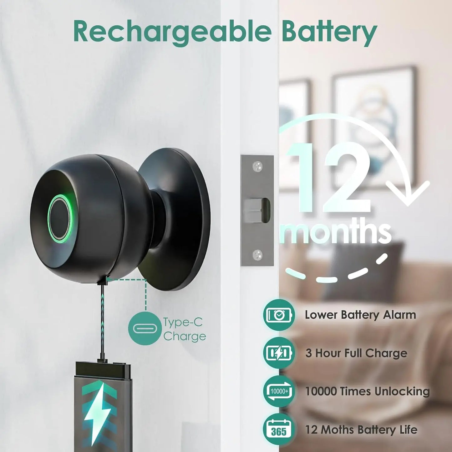🔒✨Smart Biometric Door Lock, supports Fingerprint, Passcode & App Access🏡