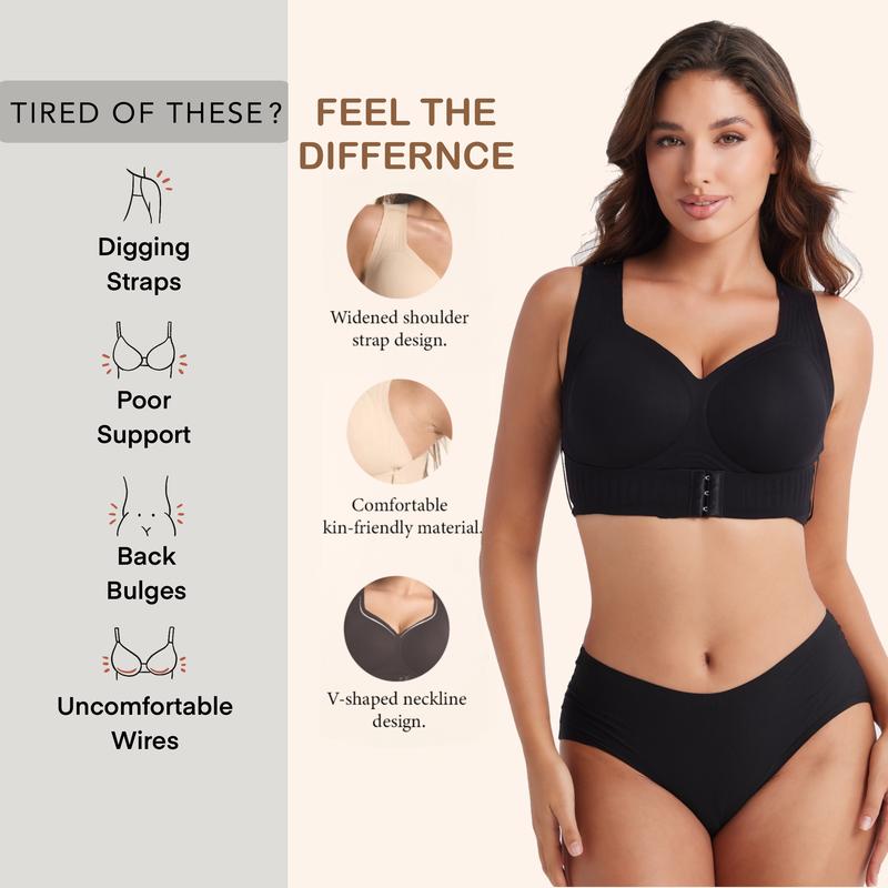 ✨Cross Back Front Closure Bra – Wireless Comfort & Posture Support