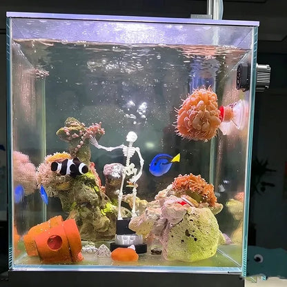 🎃 Dancing Skeleton Aquarium Ornament – Halloween Bubble Tank Decor 💀
