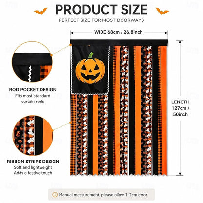 🎉Halloween Banner Flag Pre-Lit Pumpkin Fabric Ribbon Garland Streamers