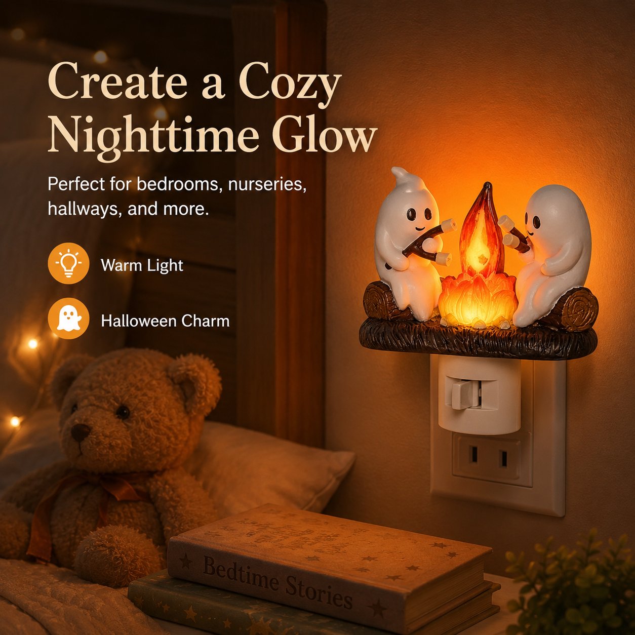 👻 Ghost Campfire Flickering LED Nightlight 🔥