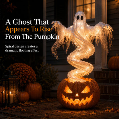 👻 Swirling Ghost Pumpkin Yard Lamp – 51in Lighted Halloween Porch Decor 🎃