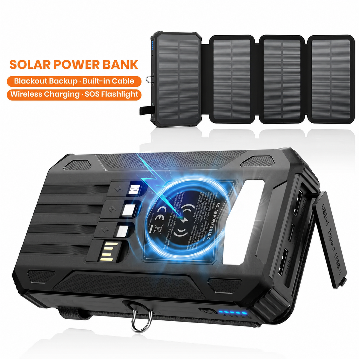 ☀️ 50% OFF Solar Power Bank – Wireless Charging & Multi-Device Output
