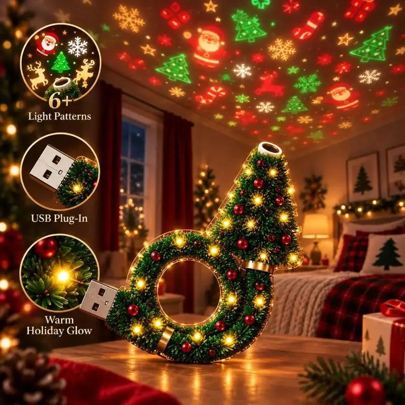 🎄 50% OFF Christmas Projector Night Light ✨ USB Holiday Wall Projector