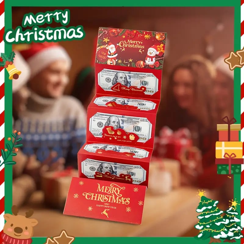 🎁 Foldable Surprise Christmas Cash Gift Envelope – Pop-Up Holiday Money Holder ✨