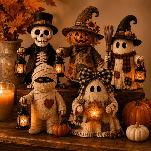 🔥Last Day 49% OFF -🎃 Cute Spooky Halloween Mantel Figurine – Cozy Resin Decor 🍂