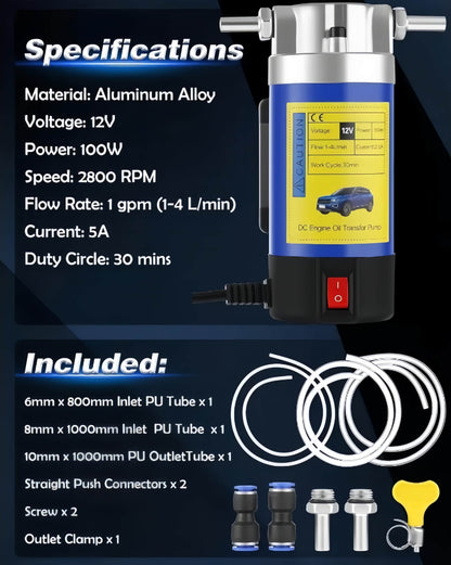 ⚡ 12V 100W Powerful Self-Priming Oil Pump