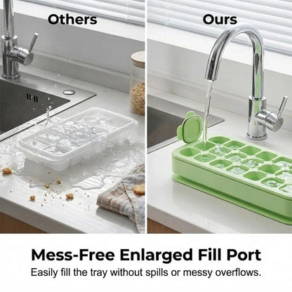 🧊 21-Cube Press-Type Ice Cube Tray With Lid – Easy Fill, Covered Freezer Storage