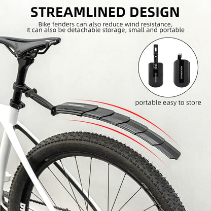 🚲 ROCKBROS Retractable Bike Mudguards - Adjustable Fender Set for MTB & Road Bikes - Instant Mud & Splash Protection