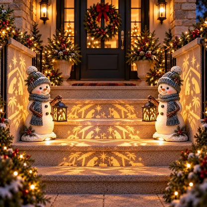 ⛄✨ Solar Snowman Nativity Lantern – Lighted Christmas Porch Decor