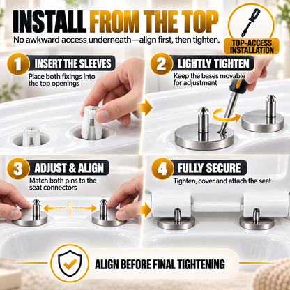 🔩 Top-Fix Toilet Seat Expansion Hinge Repair Kit – Rock-Solid Wobble Fix 🚽