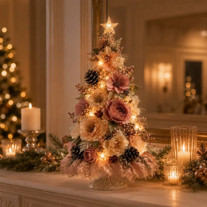 🎄Blush Bloom Pre-Lit Tree – Bring a Little Romance to Christmas