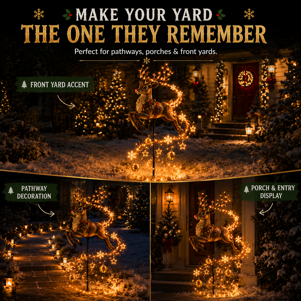 🎅Christmas Early Discount 49% Off🦌 Reindeer Magic Trail Garden Stake Light – Flowing Christmas Solar Yard Decor ✨
