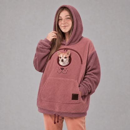 🐾 Pet Carrier Hoodie – Cozy Fleece Pouch for Cats & Small Dogs 🤎