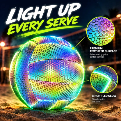 🏐 Reflective Light-Up Volleyball - Glow in the Dark Outdoor Night Sports Ball  ✨