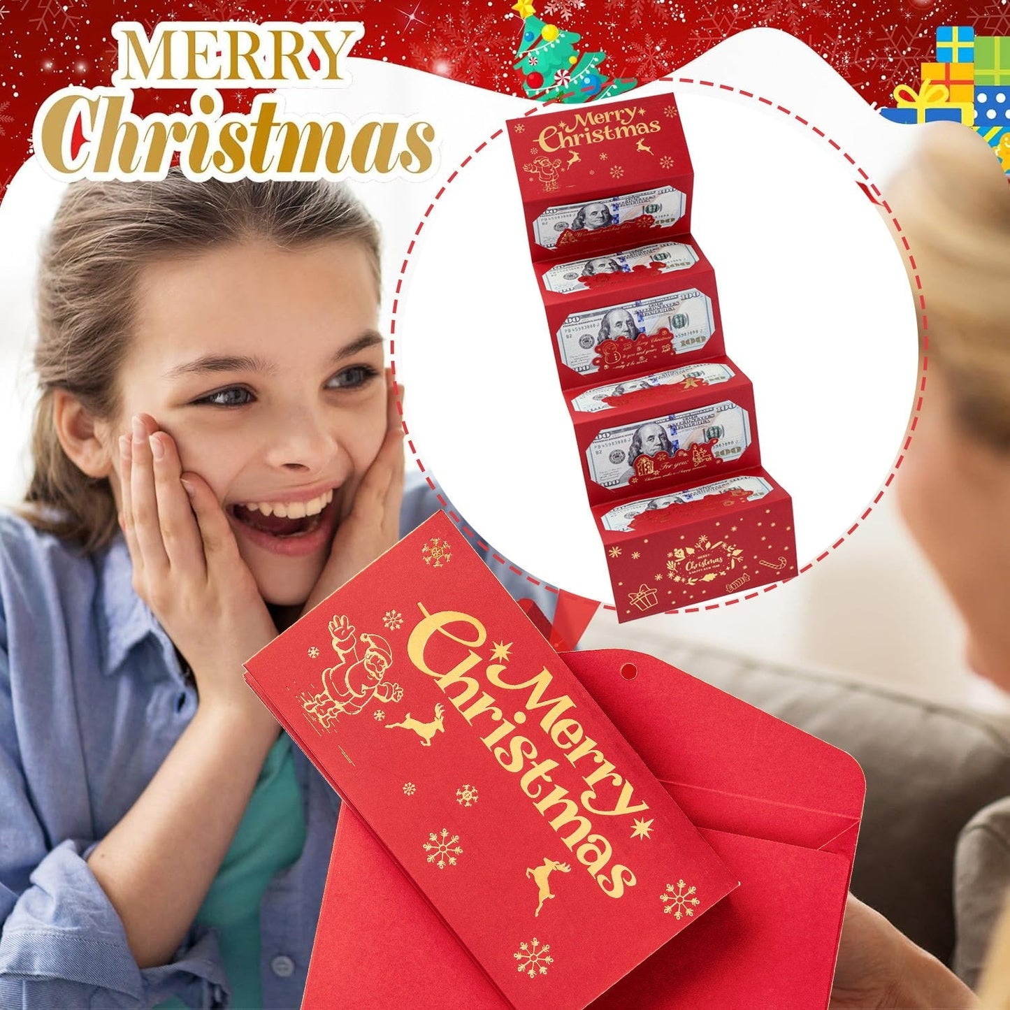 🎁 Foldable Surprise Christmas Cash Gift Envelope – Pop-Up Holiday Money Holder ✨