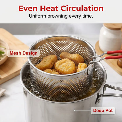 🍟 Compact Stainless Steel Deep Fryer Pot Set with Basket✨