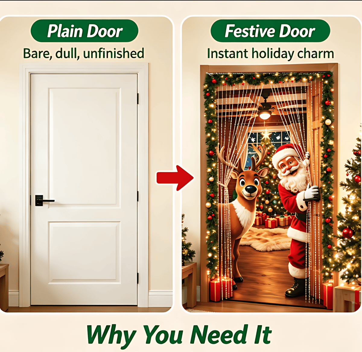 🎅 Santa Christmas Door Cover – Instant Holiday Magic🎄