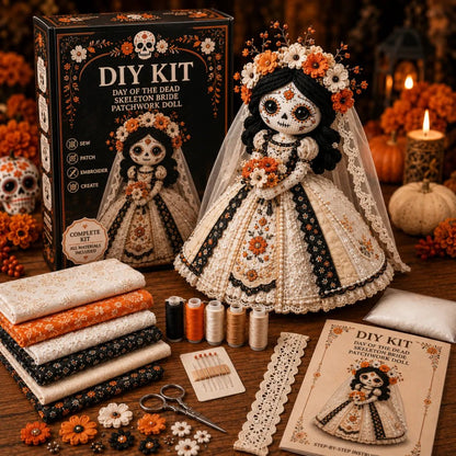 🔥LAST DAY 49% OFF - 🎃Day of the Dead DIY Patchwork Doll Sewing Kit | Sugar Skull Decor