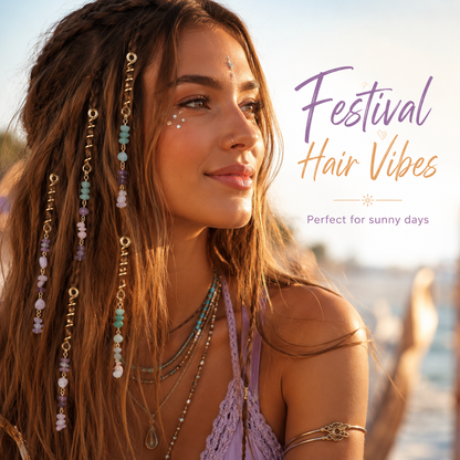 European and American-style bold braided hair ties with unique natural stone pendants